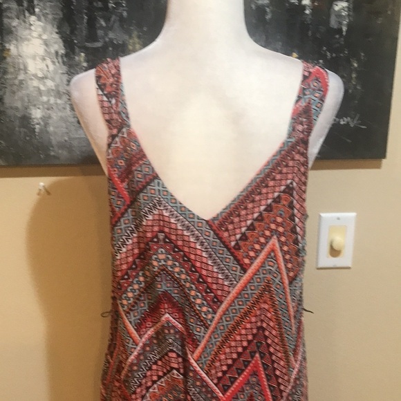 Chevron Patterned Sheer fully Lined Sleeveless Fish Tail Dress-Size L - Picture 7 of 12